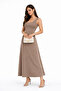 Women's Mink Soft Touch Fabric Front and Back Square Collar Dress - 3
