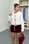 Women's Long Sleeve Shirt with Tie Front Detail White - 26Y 1045