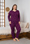 Patterned Large Size Viscon Women's Long Sleeve Pajama Set