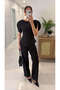 Noddwer Black Blouse Pants Set - 2