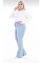 New Season Lycra High Waist Plus Size Spanish Flare Jeans - 2