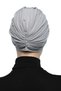Kopma Lined Embroidered Light Gray - Powder Lace Motif Ready-Made Turban Hijab Evening Dress Bonnet - 6