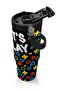 Kids Black Lets Play Patterned Steel Thermos with Straw and Direct Drinking Cap 900 ml 38728 - 3