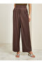 Women Brown Fold Pleat Wide Leg Trousers - 2