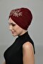 Ripped Lined Embroidered Burgundy Threaded Motif Ready-made Hijab Hijab Evening Dress Bonnet - 8