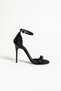 Single Strap Black Satin High Thin Heeled Shoes - 4