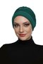 Incili - Green Ready-To-Wear Turban with Pearl Embroidery, Suitable for Medical Use - 4