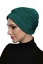 Incili - Green Ready-To-Wear Turban with Pearl Embroidery, Suitable for Medical Use - 5