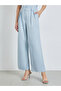 Women Blue Fold Pleat Wide Leg Formal Pants - 2