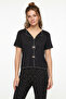 Patterned Standard Fit Ribbon Detailed Short Sleeve Pajama Set Pajama Set 6091435 - 4