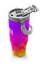 Kids Neon Color Checkered Patterned Steel Thermos with Straw and Direct Drinking Feature 900 ml 38729 - 3