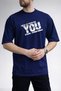 Men's Fearless and Strong Design Vintage Print Crew Neck Navy Blue T-Shirt - 2