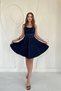 Flared Denim Dress with Belt Detail and Straps - 5