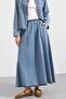 Metal Buttoned Skirt Jacket Denim Two-Piece Suit Light Blue 9400-Tk - 7