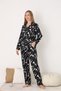 Women's 100% Cotton Fabric Long Sleeve Shirt Collar Pajamas Set 19103 - 4