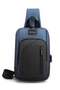 Crossbody Sling Bag Synthetic Water Resistant Unisex Small Shoulder Bag with Built in USB Port