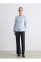 Lcwaikiki Classic Blue Crew Neck Self-Patterned Women's Knitwear Sweater W5Dc32Z8 - 2