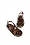 Y390160503 Brown Genuine Leather Thick Soled Women's Sandals - 5