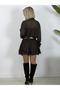 5537 Chiffon, Belted, Half Buttoned Dress - 4