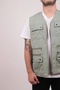All Colors Relaxed Fit Summer Men's Cotton Linen Fabric Hunting Vest with Multiple Pockets - 5