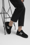 Women's Black Suede Comfortable Fit Sneaker - 5