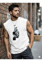 White Men's Cotton Crew Neck Training Sports Athlete Tank Top Sleeveless T-Shirt