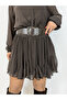 5537 Chiffon, Belted, Half Buttoned Dress - 7