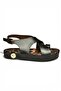 Y390160503 Black Genuine Leather Thick Soled Women's Sandals - 6