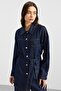 Metal Buttoned Soft Denim Jacket Trousers Dark Blue 9401-Tk - 5