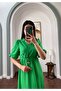 Plain Linen Dress with Lace Detail at the Bottom - 3