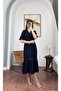 Plain Linen Dress with Lace Detail at the Bottom