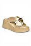 Y973965404 Beige Fabric Padded Sole Women's Slippers - 5