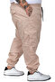 Mode XL Large Size Men's Linen Cargo Jogger Barcelona Pants 25911 Beige - 4