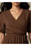 Midi Textured Tiered Dress with Short Puff Sleeves - 4