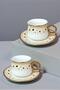 6-Person Spring Breeze Yellow Polka Dot Gold Gilded Coffee Cup Set - 90 ml - 4