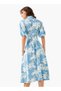 Floral Print Shirt Style Women Dress with Collar Viscose - 4