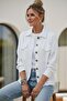 White Shirt Collar Cuffed Sleeves Double Flap Pockets Casual Linen-Look Woven Jacket 65 65 - 4