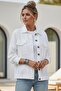 White Shirt Collar Cuffed Sleeves Double Flap Pockets Casual Linen-Look Woven Jacket 65 65 - 3