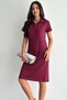 Women's Burgundy Modal Fabric Polo Collar Dress - 2