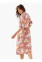 Floral Print Shirt Style Women Dress with Collar Viscose - 4