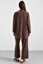 Metal Buttoned Premium Fabric Sweat Pant Set Brown 9405-Tk - 8