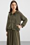 Hooded Lace Detailed Premium Fabric Sweat Skirt Set Khaki 9403-Tk - 3
