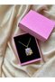Valentine's Day Pink Gift Box |   Elegant Purple Necklace with Purple Embroidery Detail and Rose and Butterfly Figures
