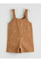 Lcw Kids Brown Embroidered Girls' Gabardine Salopet and Pantyhose - 3