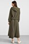 Hooded Lace Detailed Premium Fabric Sweat Skirt Set Khaki 9403-Tk - 8