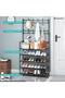 5 Tier Shoe Rack Storage Organizer with Hooks Space Saving Entryway Shelf 60x28x171cm - 5