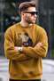 Men's Printed Oversized Mustard Sweatshirt - 2