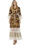 Women’s Elegant Ramadan Dress with Artistic Print, Embroidery & Tassel Details