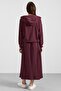 Hooded Lace Detailed Premium Fabric Sweat Skirt Set Bordo 9403-Tk - 8