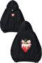 Creamy Strawberry Design Printed Oversize Black Hooded Sweatshirt
